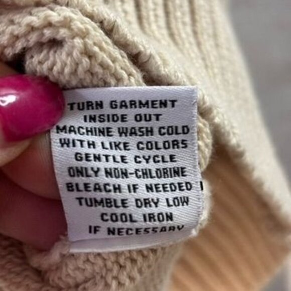 Oversized Beige Ribbed Cotton Sweater Women’s XL - Picture 7 of 9